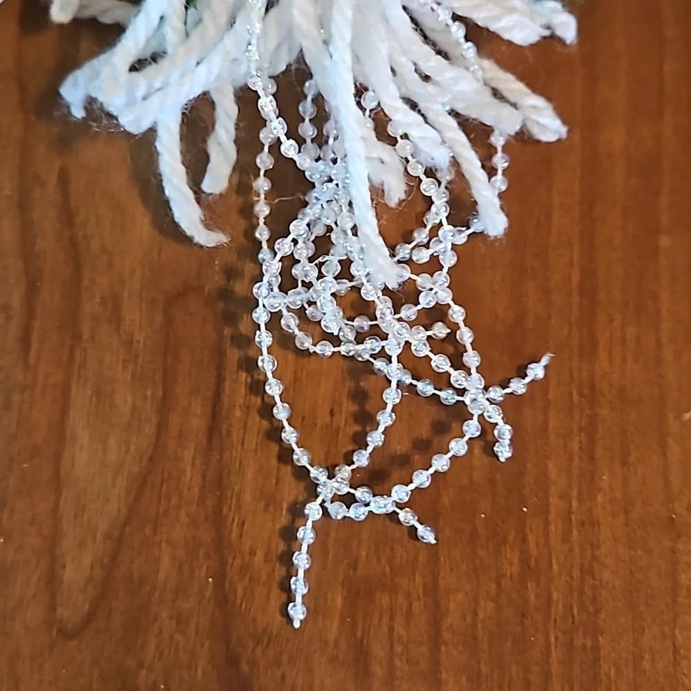Hand Crafted Crochet Angel Handmade Christmas ornament Upcycled beads white gift - Picture 4 of 17